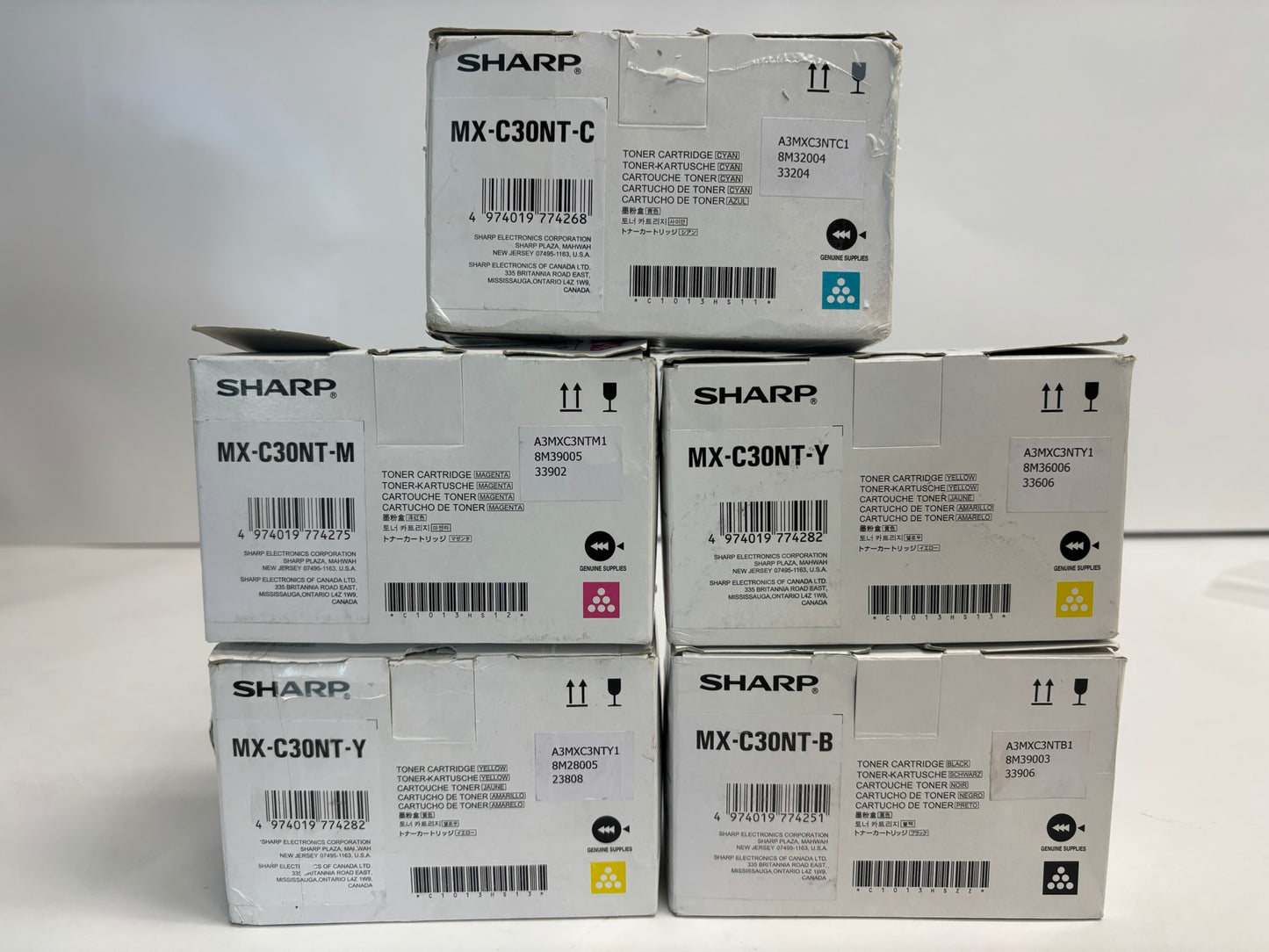 5 New Cosmetic OEM Sharp MX-C250,C300P,C300W MX-C30NT CMYYK Toners
