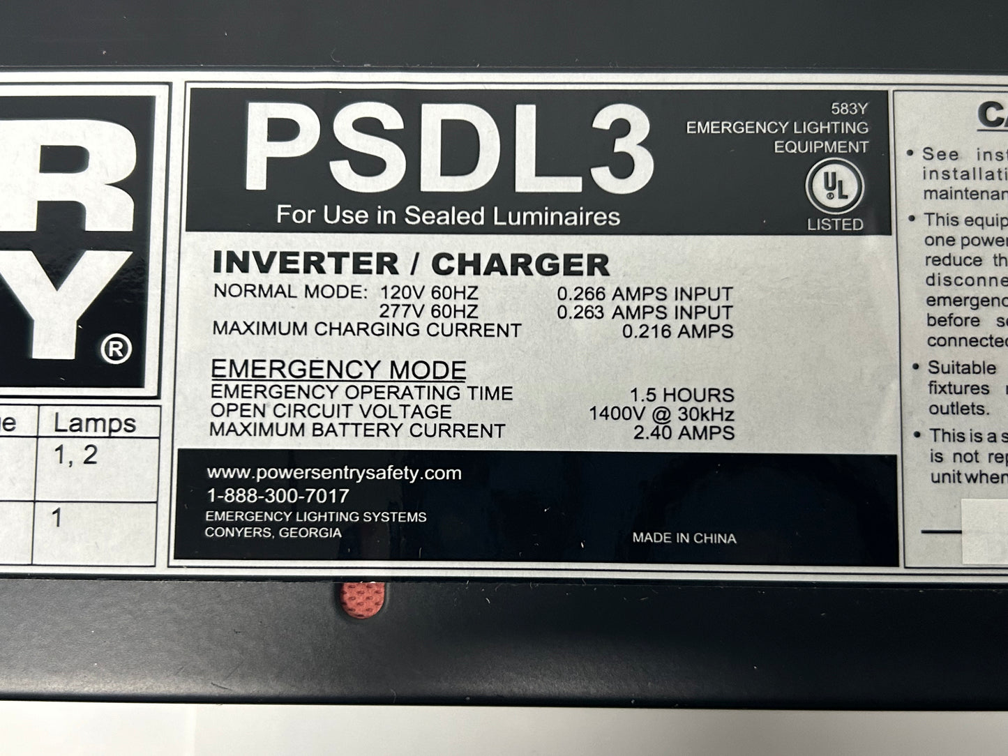 POWER SENTRY AccuPRO PSDL3 Black, 20-gauge steel