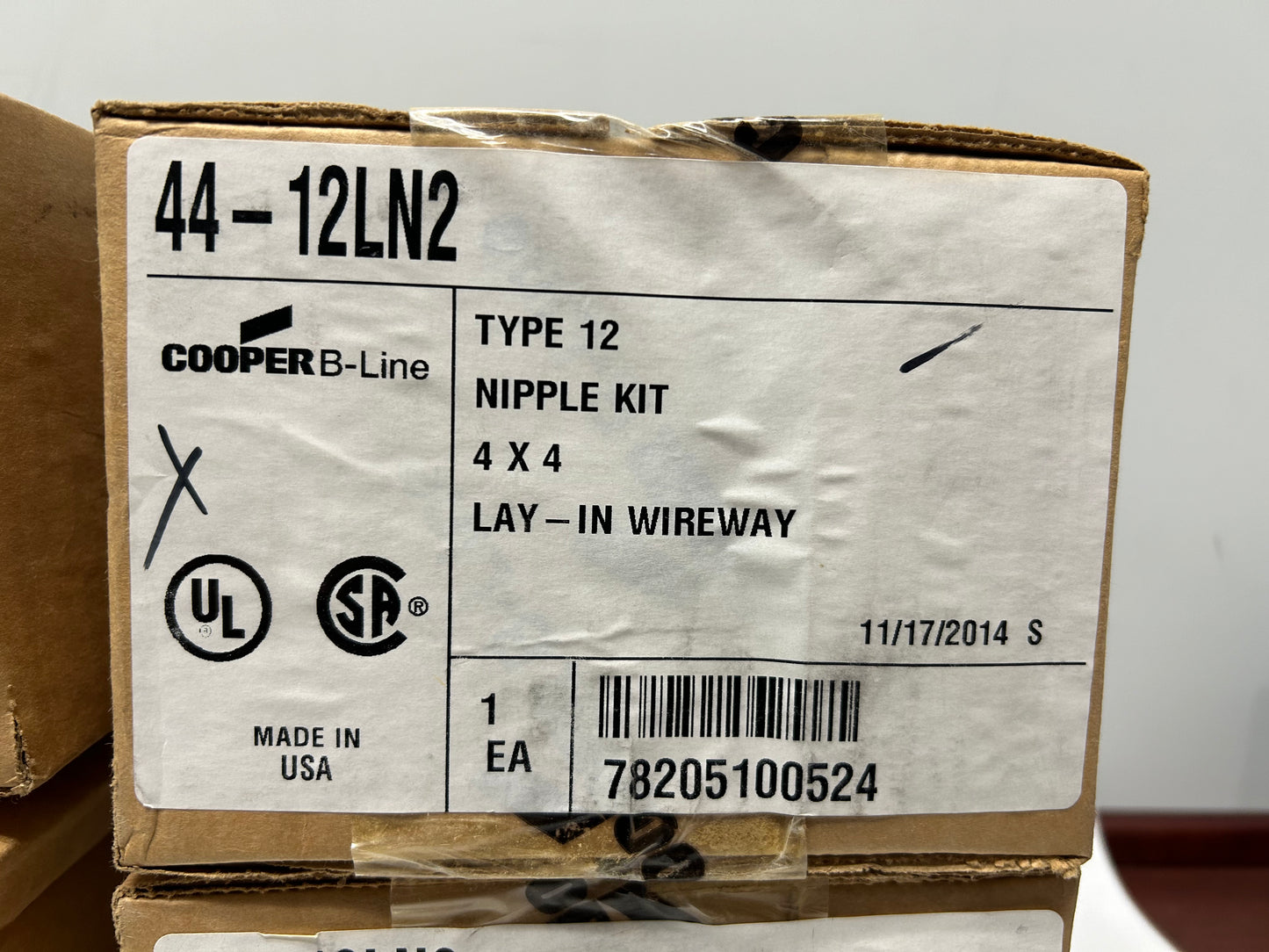 B-Line 44-12LN2 Wireway Nipple Section Lay-in NEMA 12 rated Steel ANSI 61 4"X4"