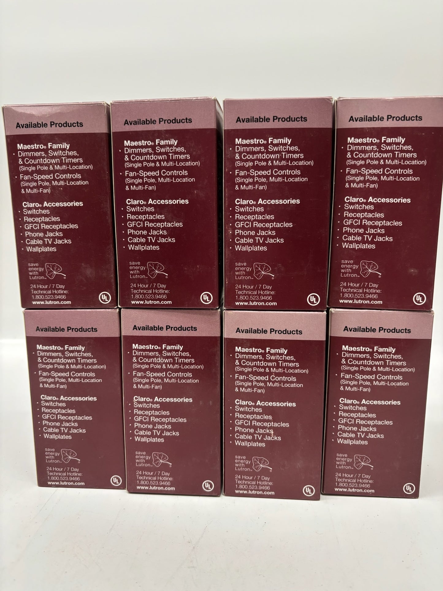 8 Pack Lutron MA-R-WH Maestro 8.3 A Companion Dimmer Switch, White