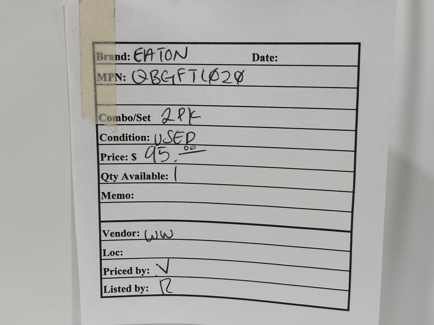 Used 2 PK Eaton QBGFT1020 Circuit Breaker With Ground Fault Protection