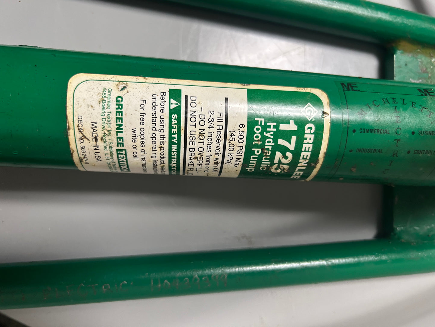 Greenlee 1725 Hydraulic Foot Pump