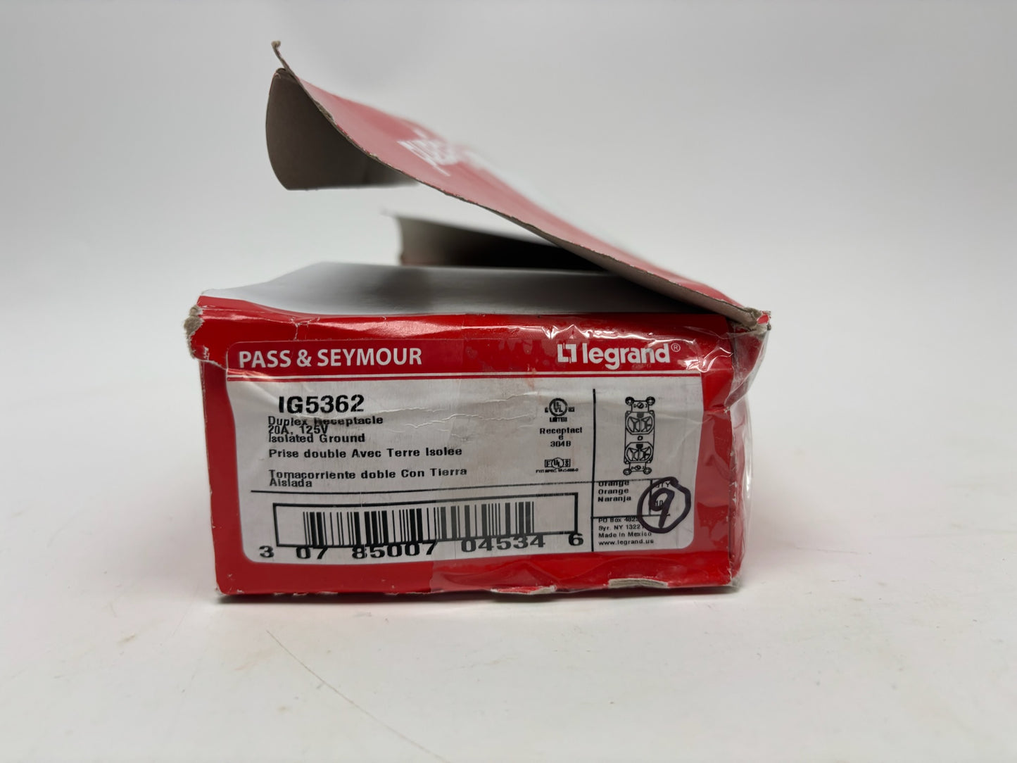 9 PC New Open Legrand IG5362 Isolated Ground Duplex Receptacle, 20A, 125V, Orange