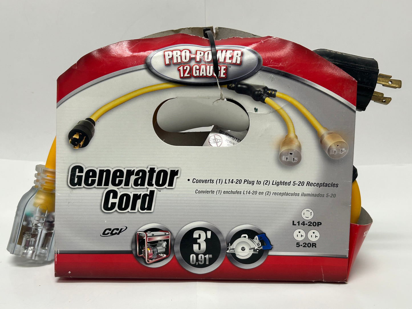 Coleman Cable 10/4 & 12/3 STOW 20A 125/250 volt 2500/5000w 3 ft L Generator Cord