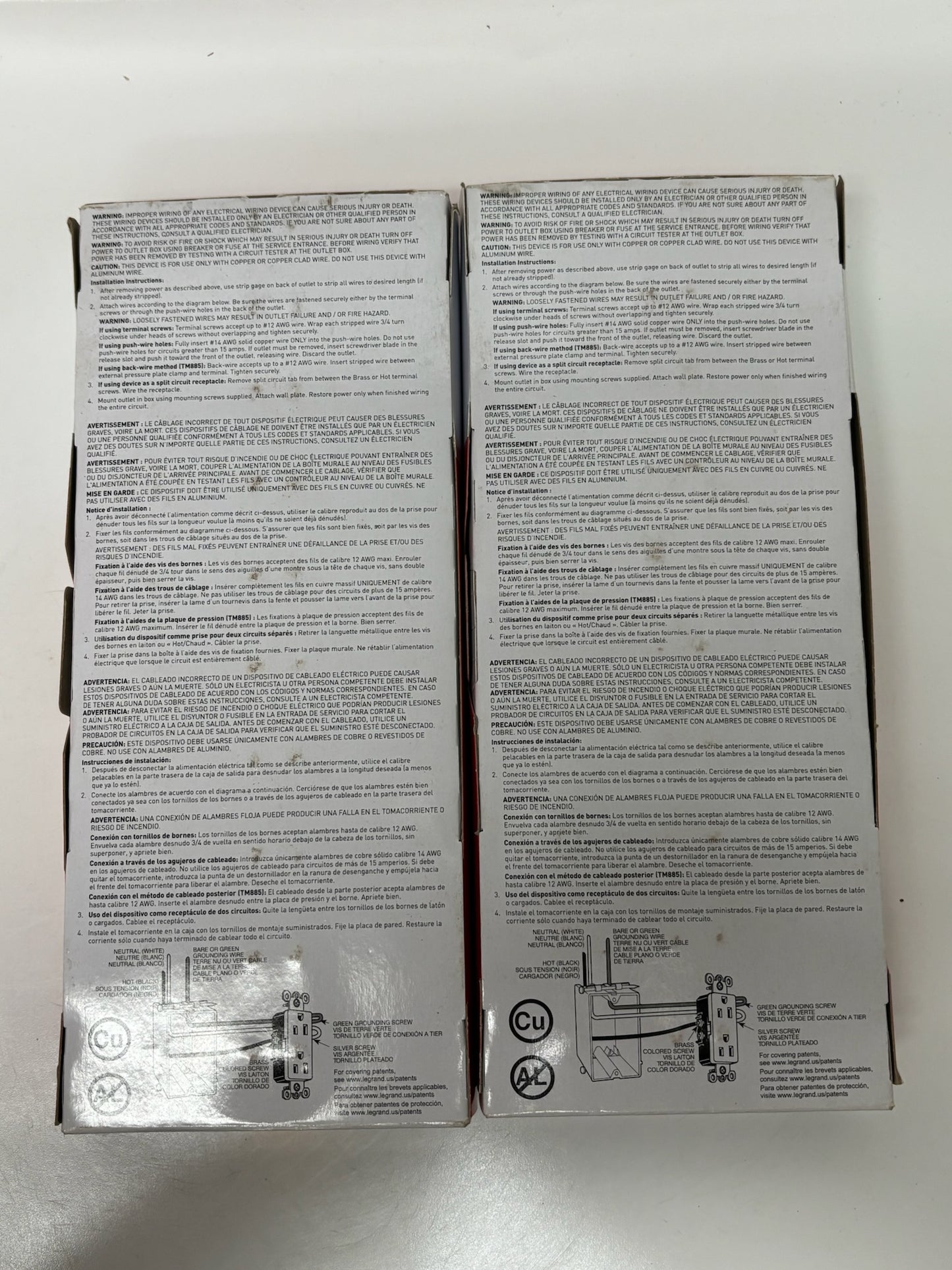 New 20 Pk Legrand 885TRW Tamper-Resistant Receptacle, 15A, 125V, Residential Grade