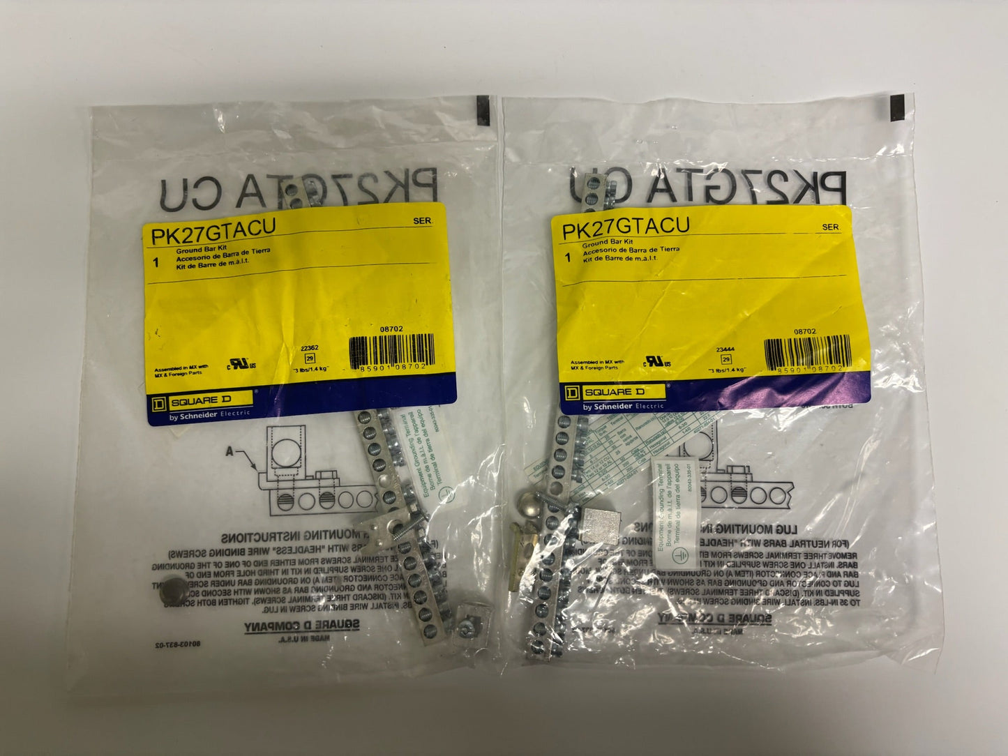 New 2PK Square D PK27GTACU Ground Bar Kit for Load Centers, 27 Terminal, Copper