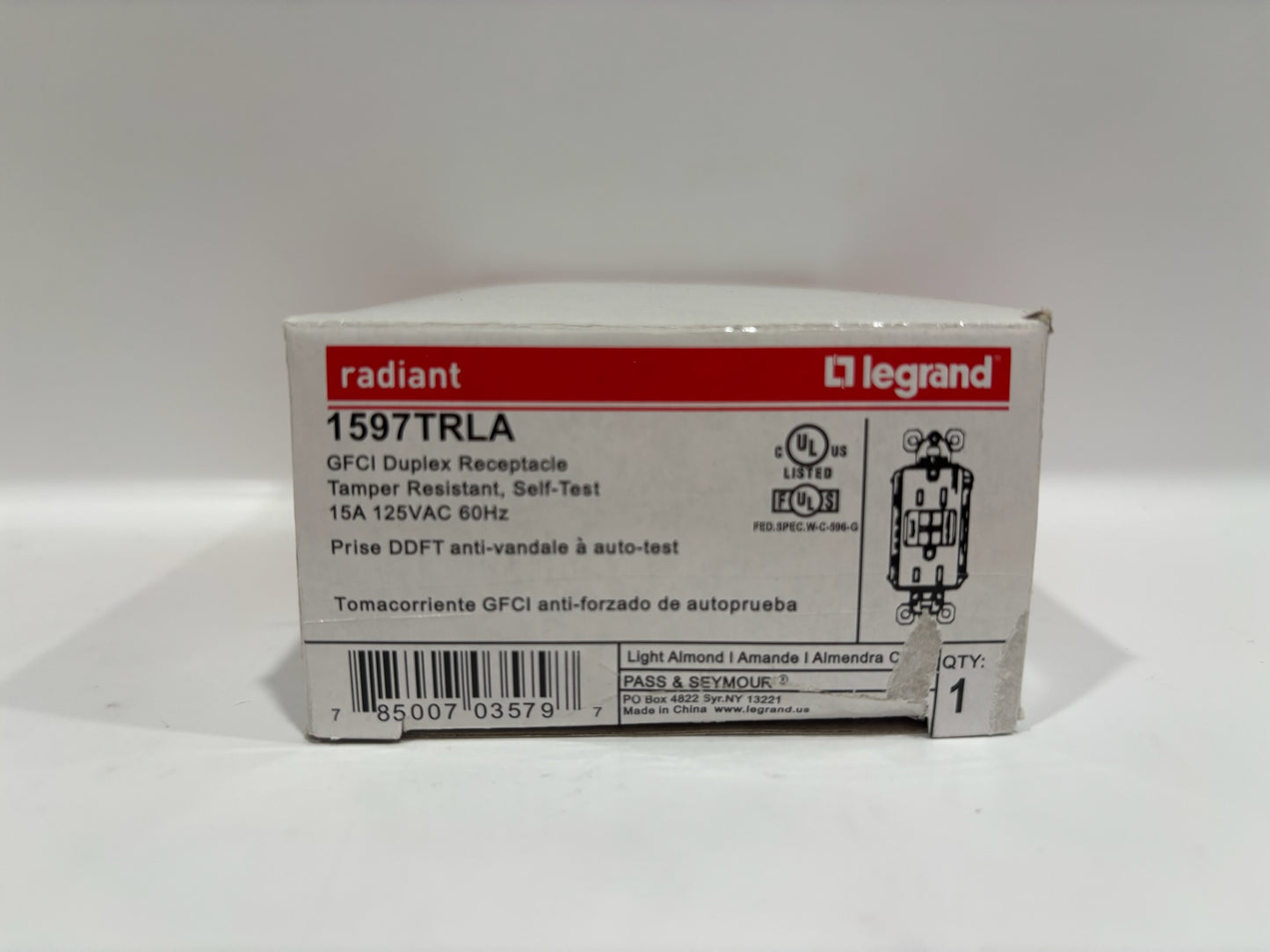 New 9 PC Legrand 1597TRLA 15A GFCI Outlet, TR, Light Almond, Self-Test