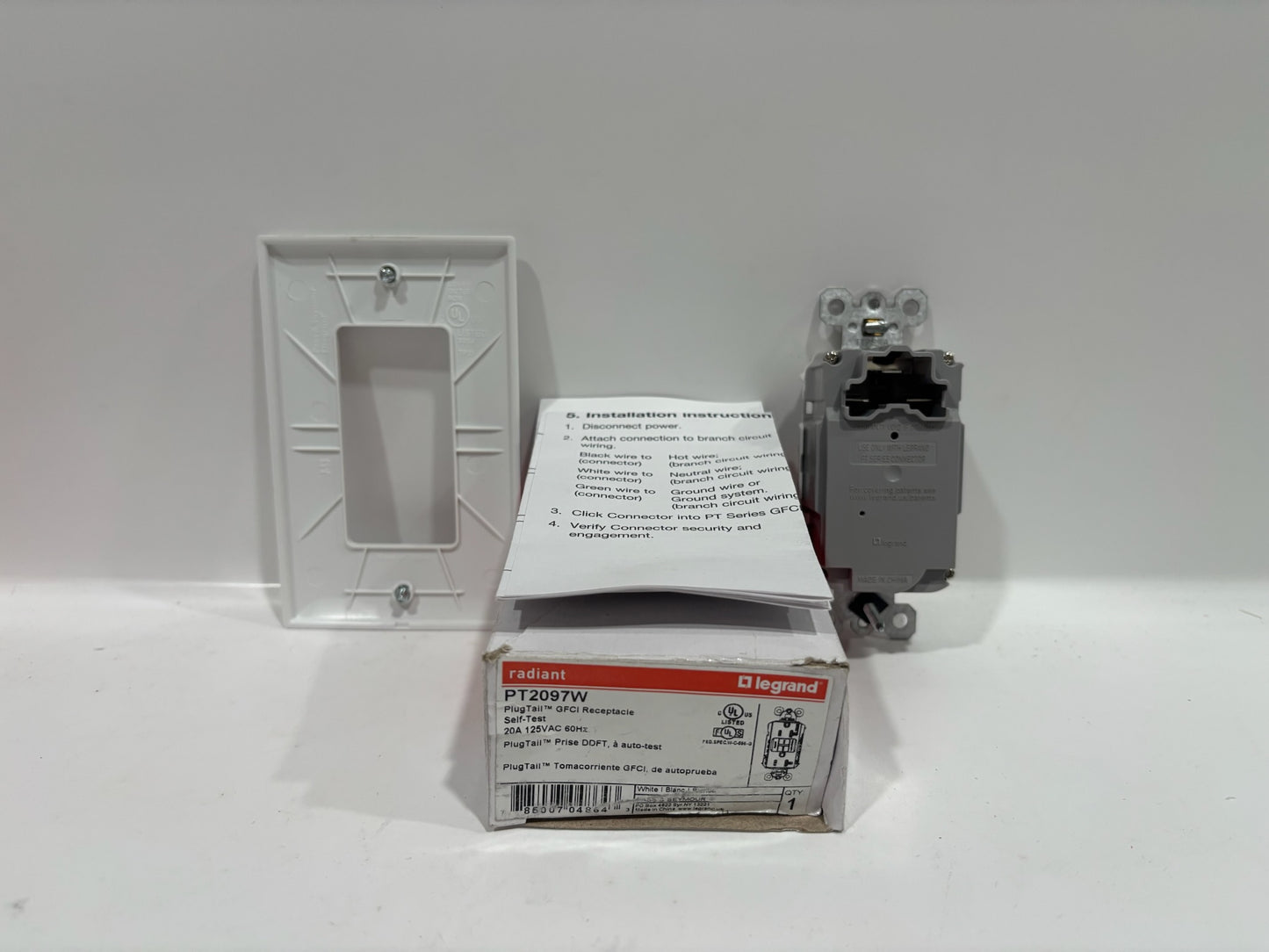 New 6PC Legrand PT2097W Self-Test GFCI Outlet with LED Light, White