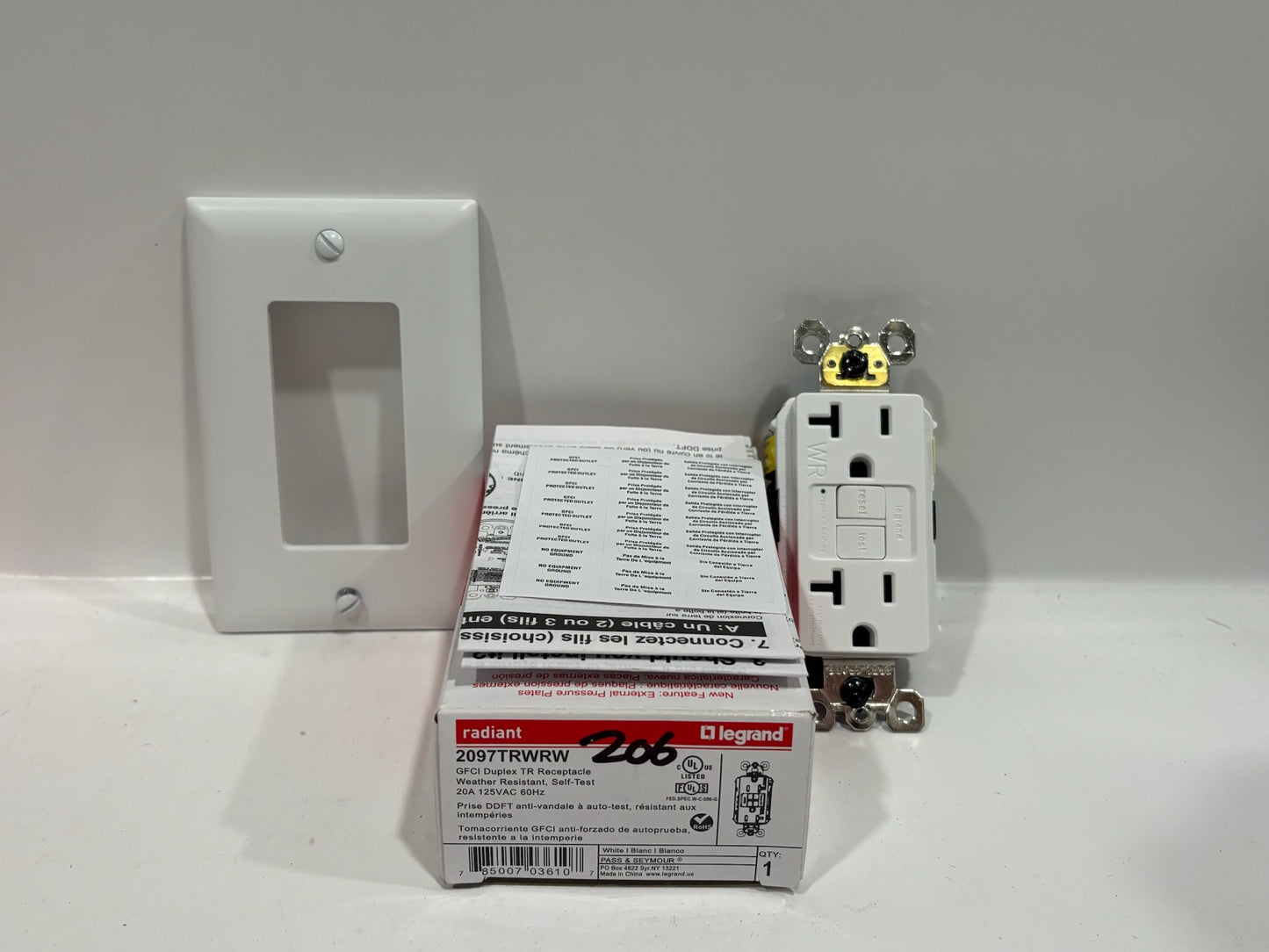 New 7 PC Legrand 2097 TRWRW 20A Duplex Self-Test GFCI Receptacles, White