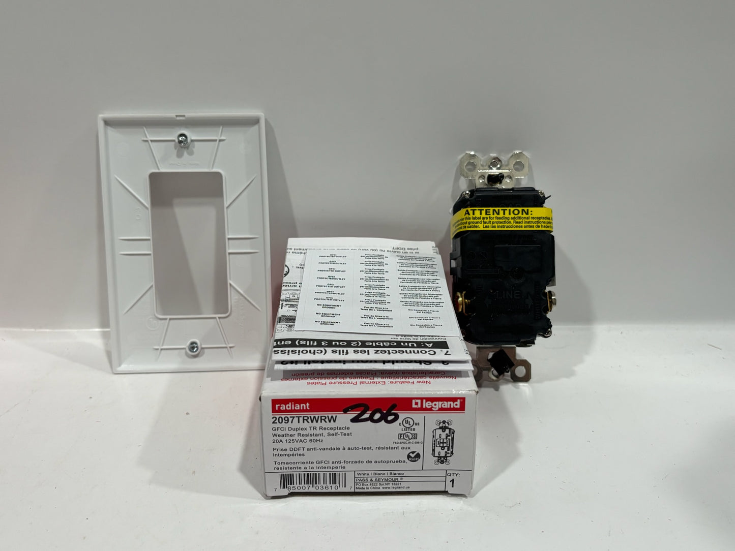 New 7 PC Legrand 2097 TRWRW 20A Duplex Self-Test GFCI Receptacles, White