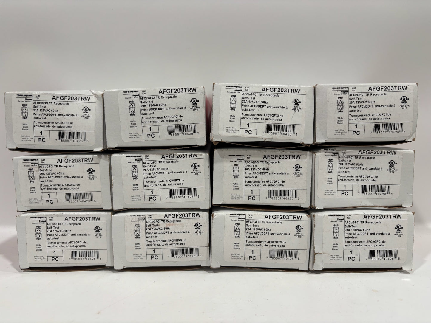 New 12PC Legrand/Eaton AFGF203TRW TR Dual Function GFCI Receptacle - White