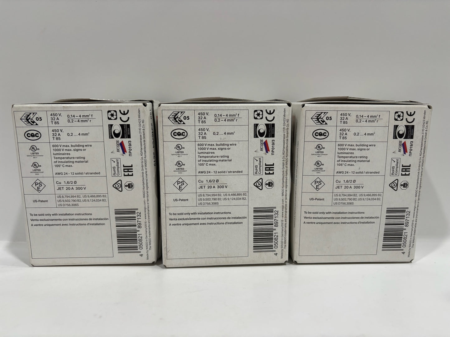 New 150PC Wago 221-413 3-Wire Lever Nuts - Splicing Connectors