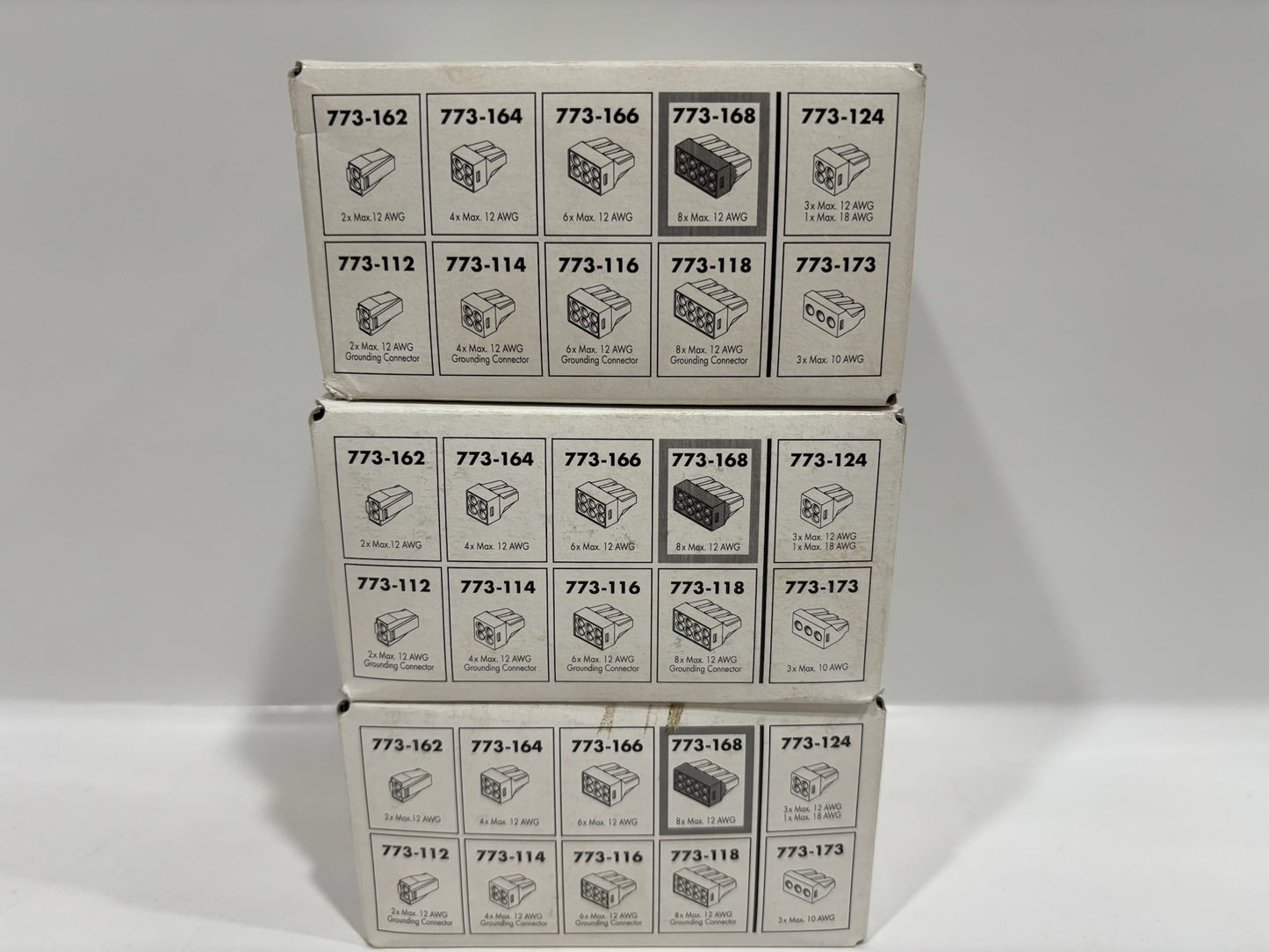New 150PC Wago 773-168 Wall Nuts Push Wire Connector, 8 Conductor - Gray