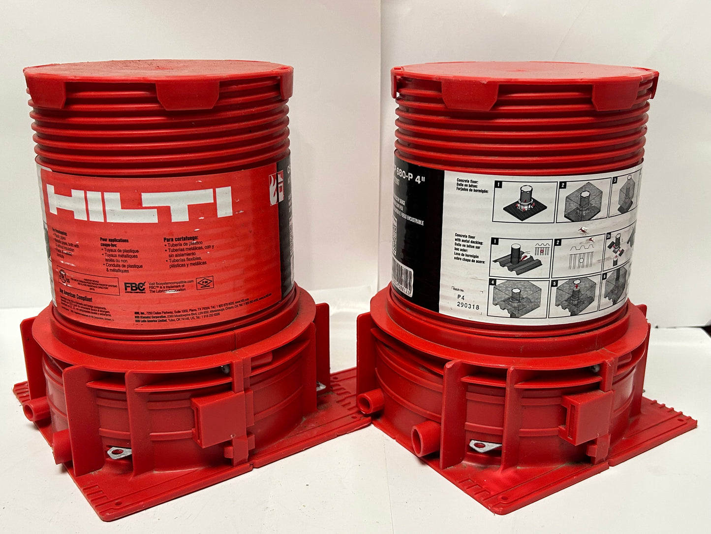Lot of (2) HILTI CP 680-P 4" Cast-In Firestop Device 8 " Tall