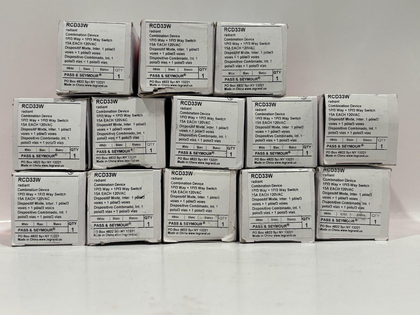 New 13PK Legrand RCD33W Two Single Pole/3-Way Switches, White