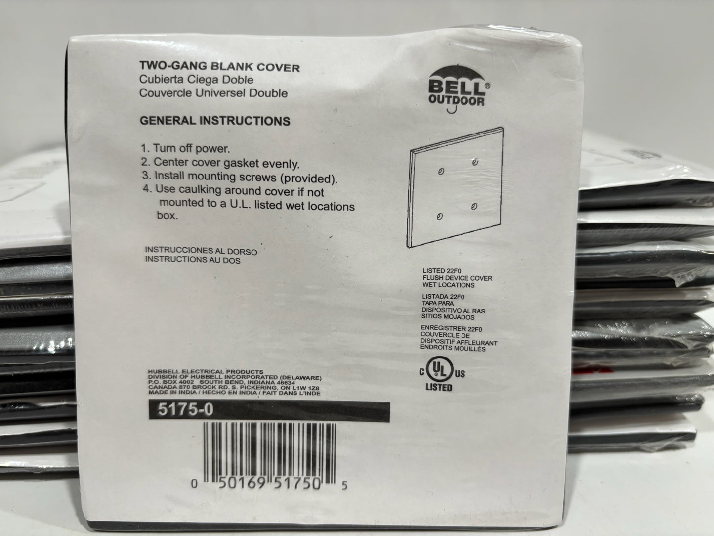 New 20PK Bell Outdoor 5175-0 Blank 2-Gang Weatherproof Cover