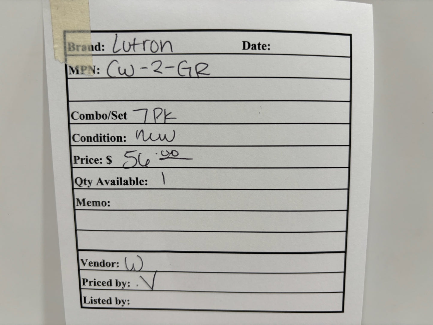 New 7PK Lutron CW-2-GR Screwless 2-Gang Designer wallplate
