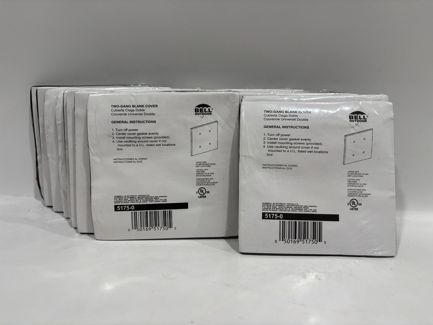 New 15PK Bell Outdoor 5175-0 Blank 2-Gang Weatherproof Cover