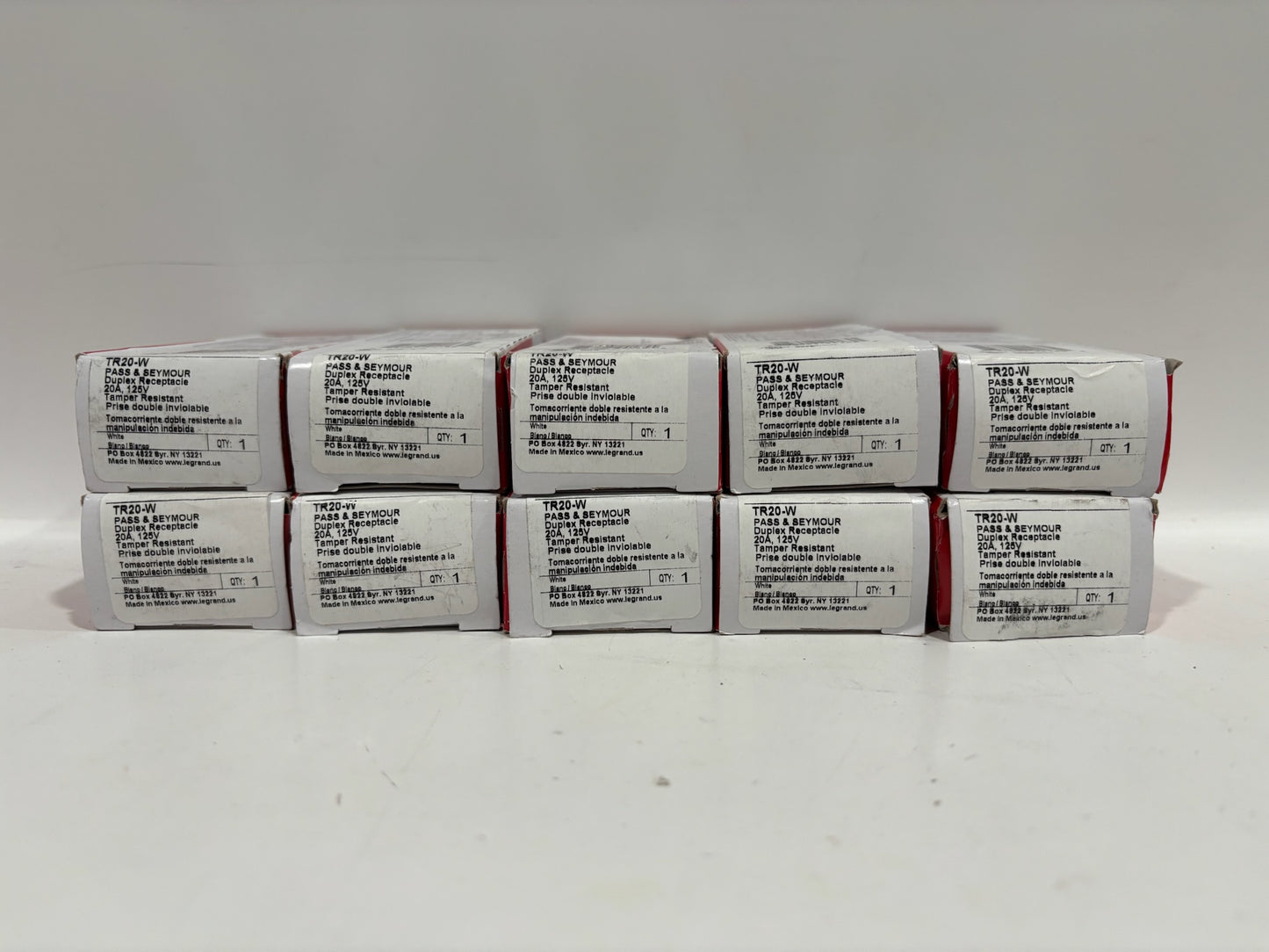 New 10PK Legrand TR20-W Tamper Resistant Duplex Receptacle 20A-125V