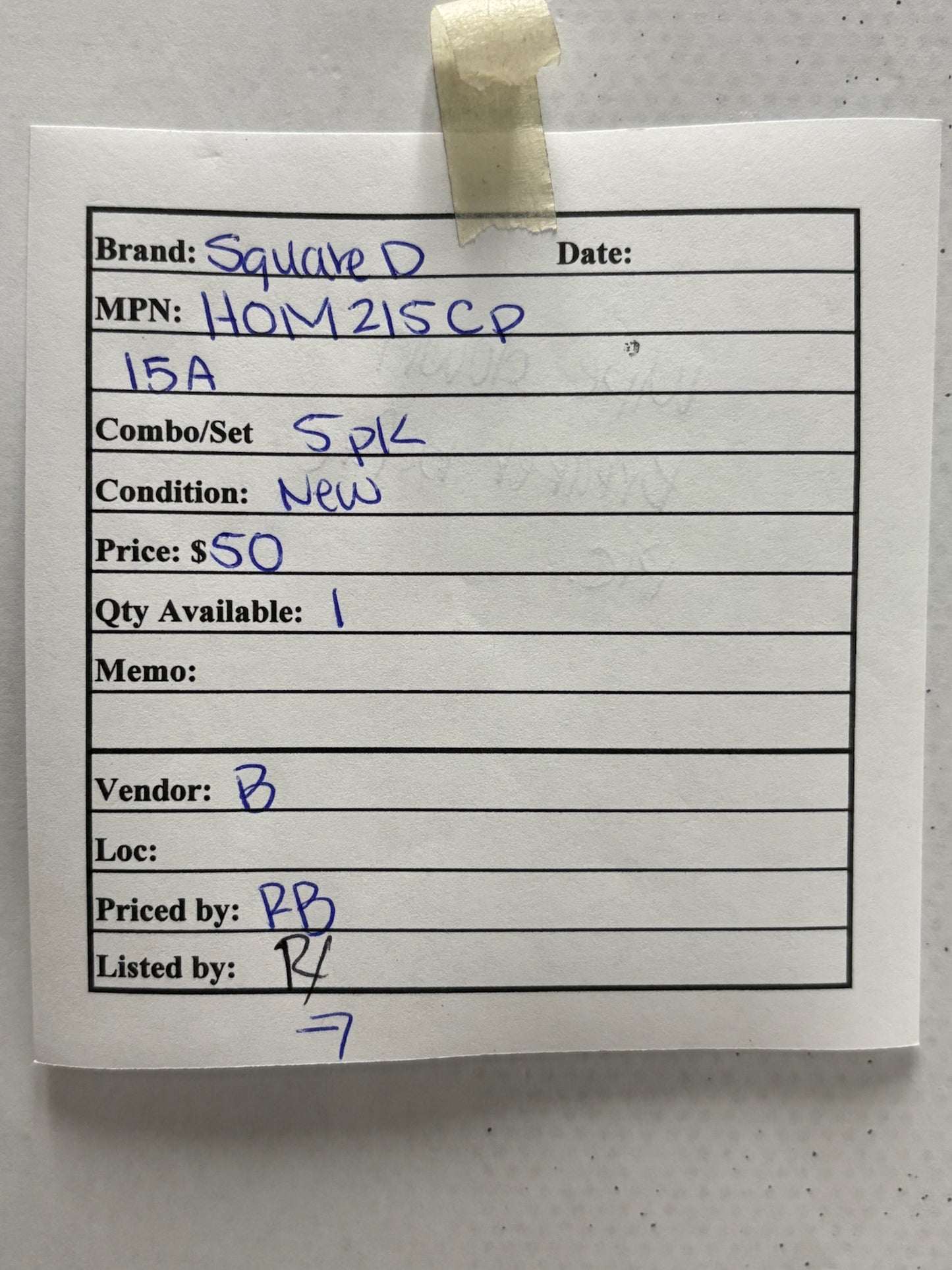 5 Pk Square D HOM215CP 15 A Single-Pole Type HOM Plug-On Circuit Breaker