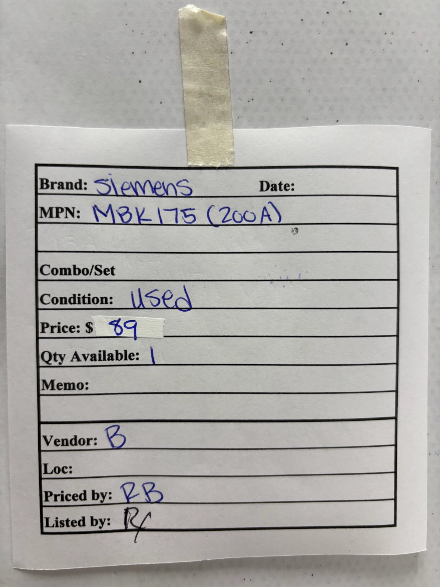 Siemens MBK175 Main Breaker Kit 175A 200A Class Load Centers