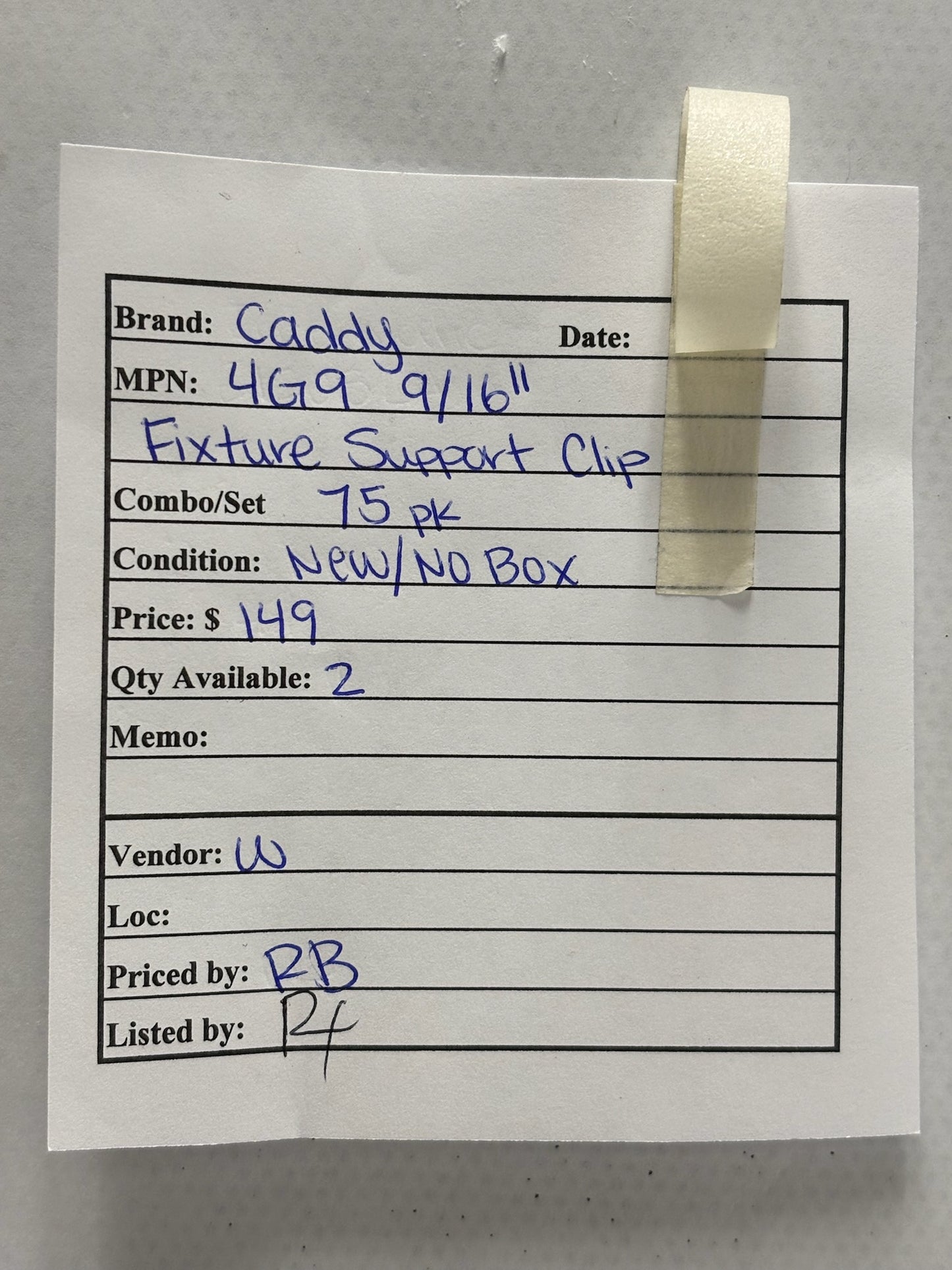 75 Pk nVent Caddy 4G9 9/16″ Twist-On Fixture Support Clip for T-Grid