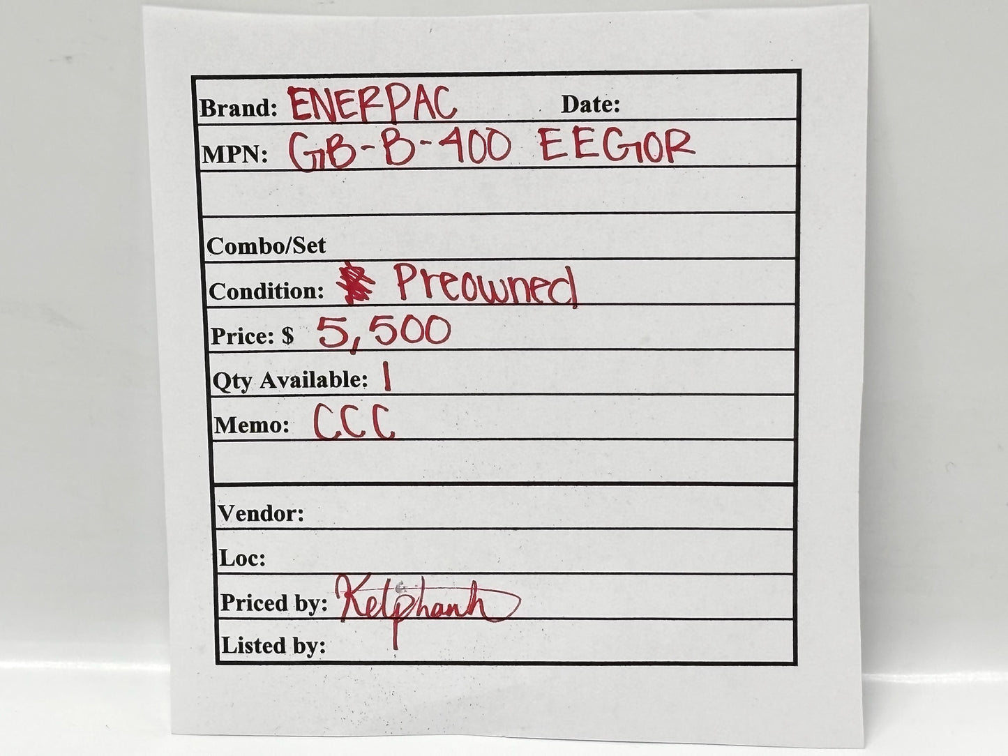 ENERPAC EEGOR B‑400 Series Hydraulic Conduit/Pipe Bender-EMT/IMC 2 1/2”-4”