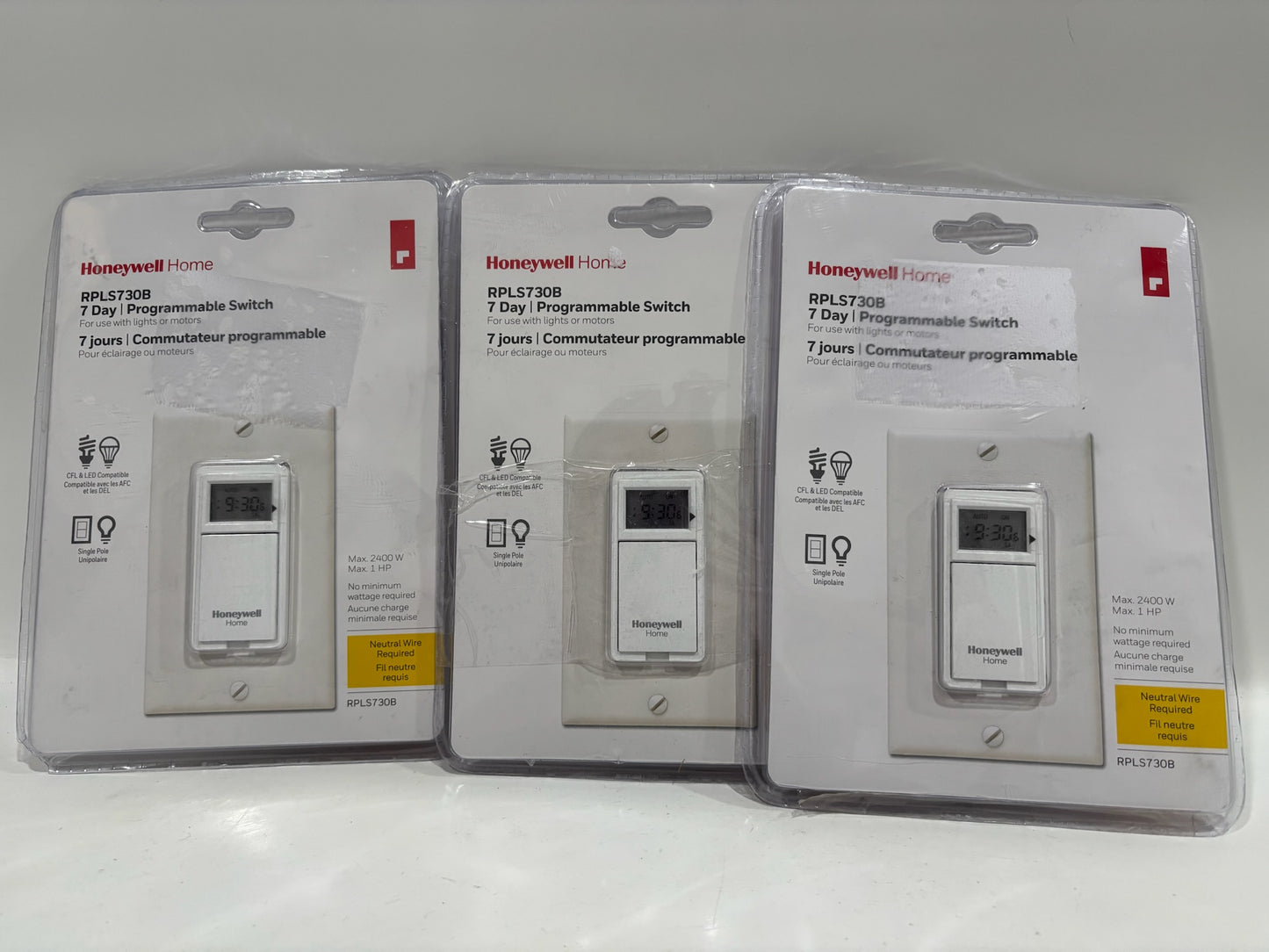 New Open 3PK HoneyWell RPLS730B 7-Day Programmable Switch
