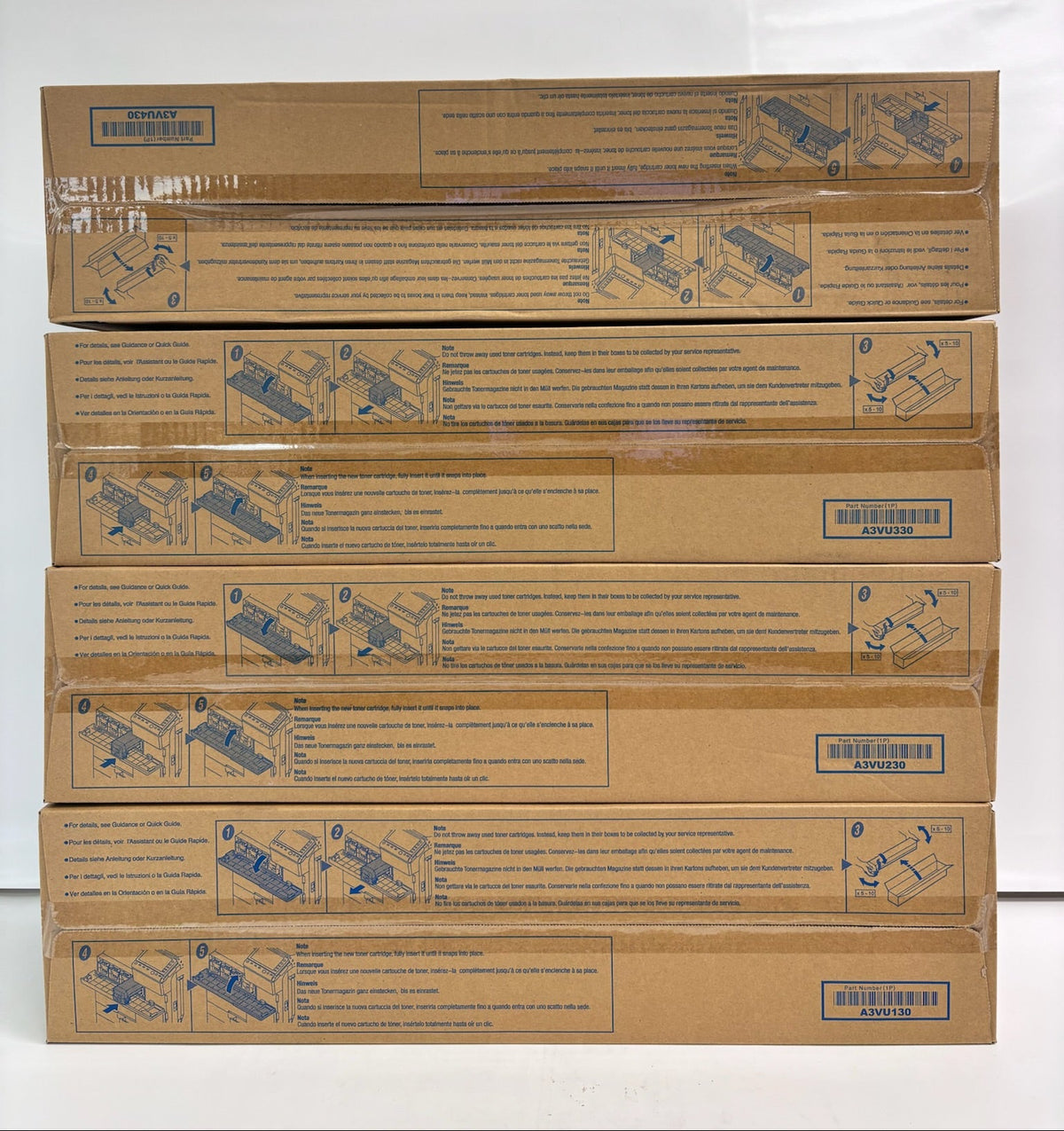4 Genuine Konica BizC654, C654e, C754 Magenta, Yellow & Black TN711 MYYK Toner