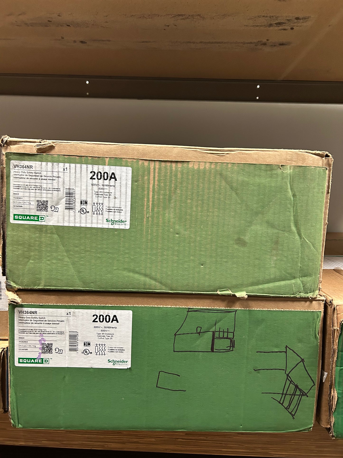 SquareD VH364NR Heavy Duty Safety Switch 200A 600V 50/60Hertz Type 3R