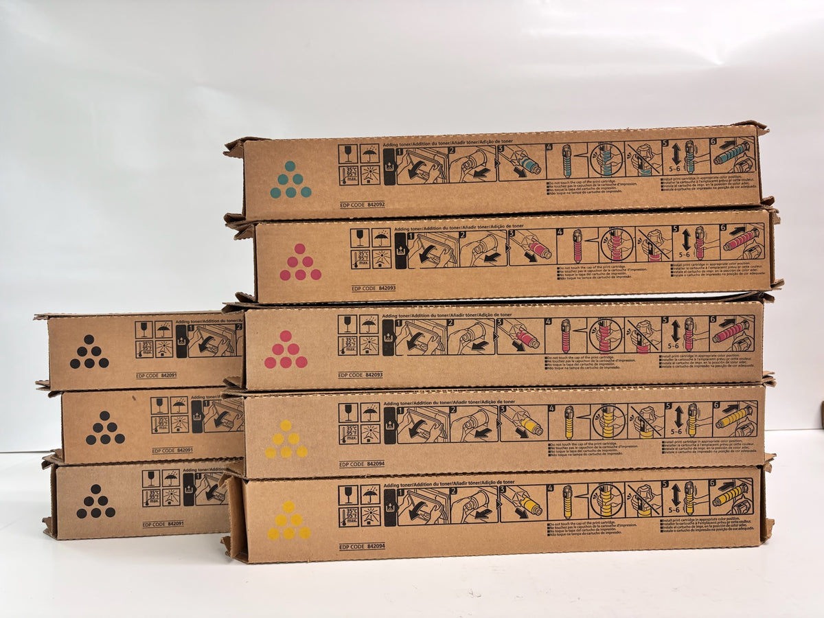 8 Genuine Ricoh MP C406 Cyan, Mag, Yel & Black Toner 842091,842092,842093,842094