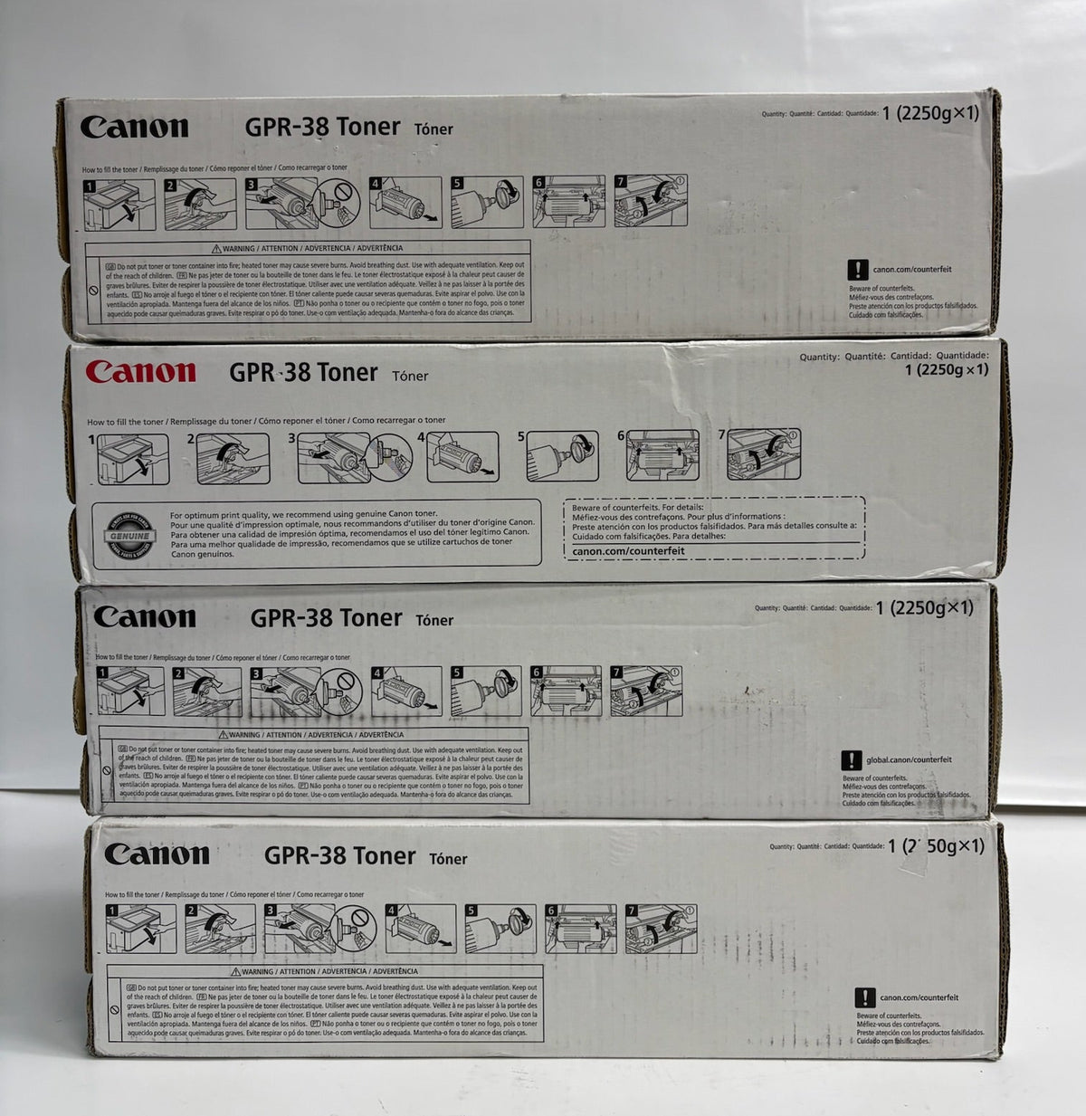 4 Genuine Canon iR ADV 6055,6065,6765 Black Toner GPR-38, GPR38 3766B003(AA)