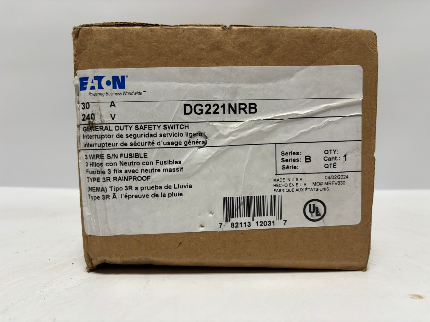 Lot of 2 New Eaton DG221NRB Genral Duty Safety Switch 30A-240V
