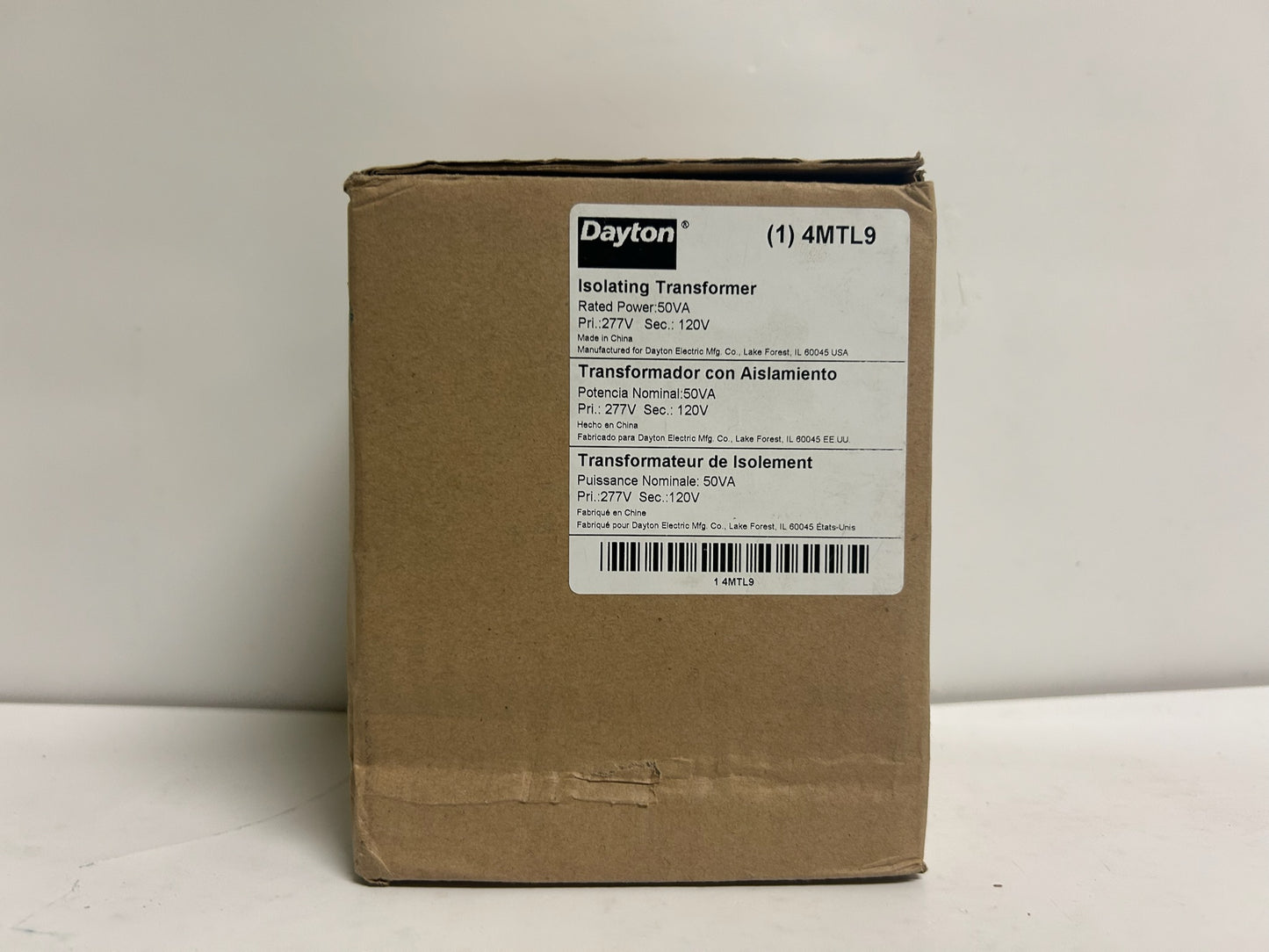 3 Pk Dayton 4MTL9 Isolating Control Transformer, 50VA, 277VAC In, 120VAC Out