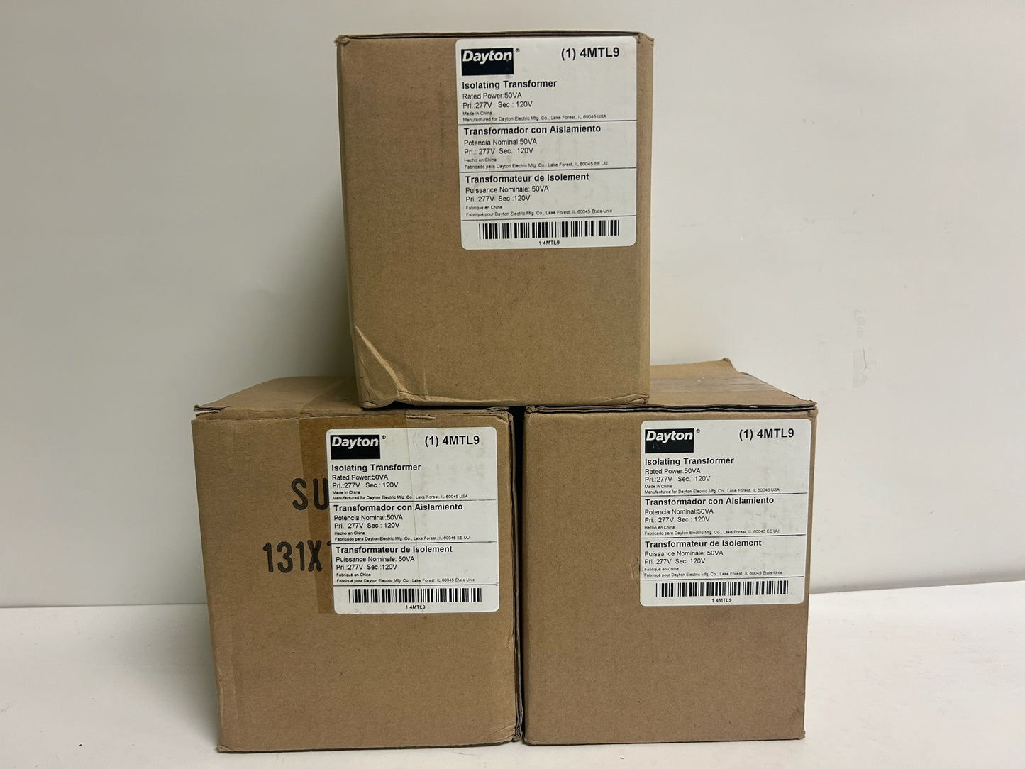 3 Pk Dayton 4MTL9 Isolating Control Transformer, 50VA, 277VAC In, 120VAC Out