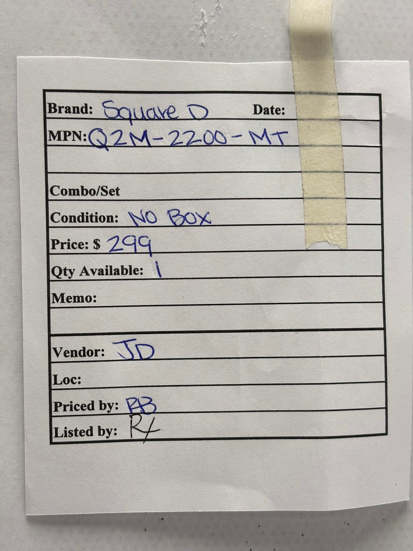 Square D Q2M-2200-MT 200 Amp 2-Pole Molded Case Circuit Breaker 120/240 V