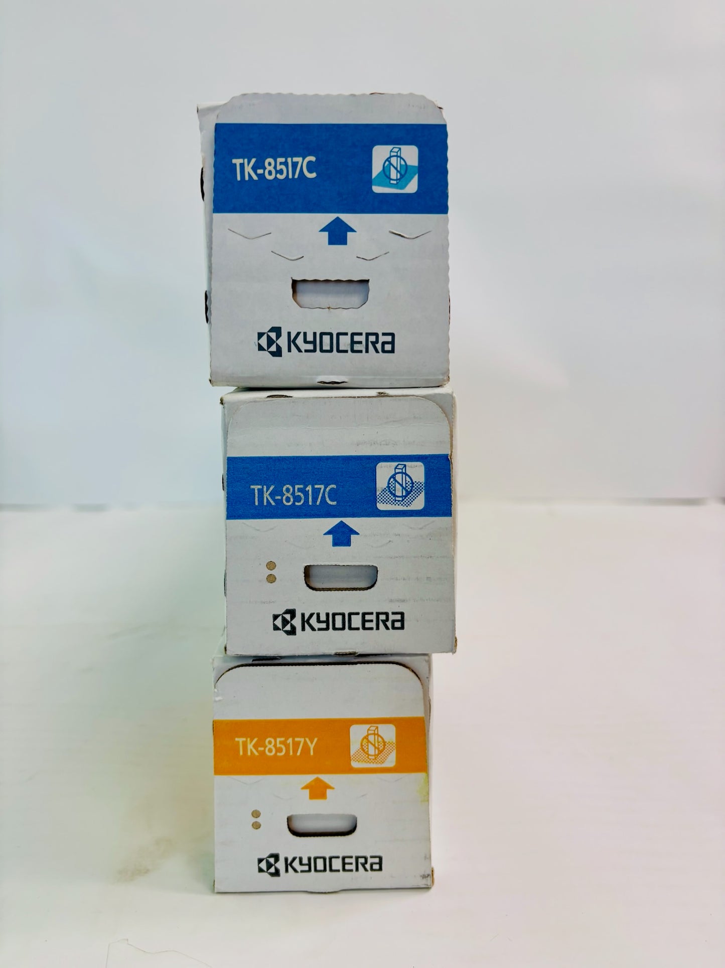 3 Genuine Kyocera TASKalfa 5052ci, 5053ci Cyan & Yellow Toner TK-8517 CCY