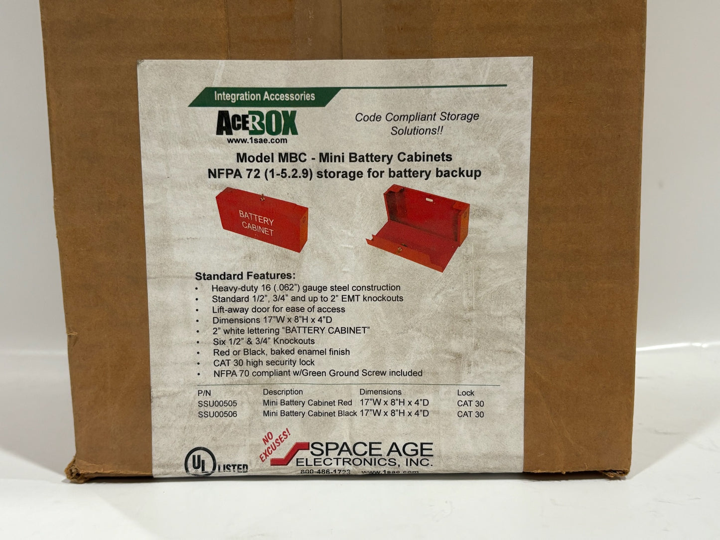 New Space Age Electronics / AcerBox SSU00505 MBC Battery Cabinet - RED