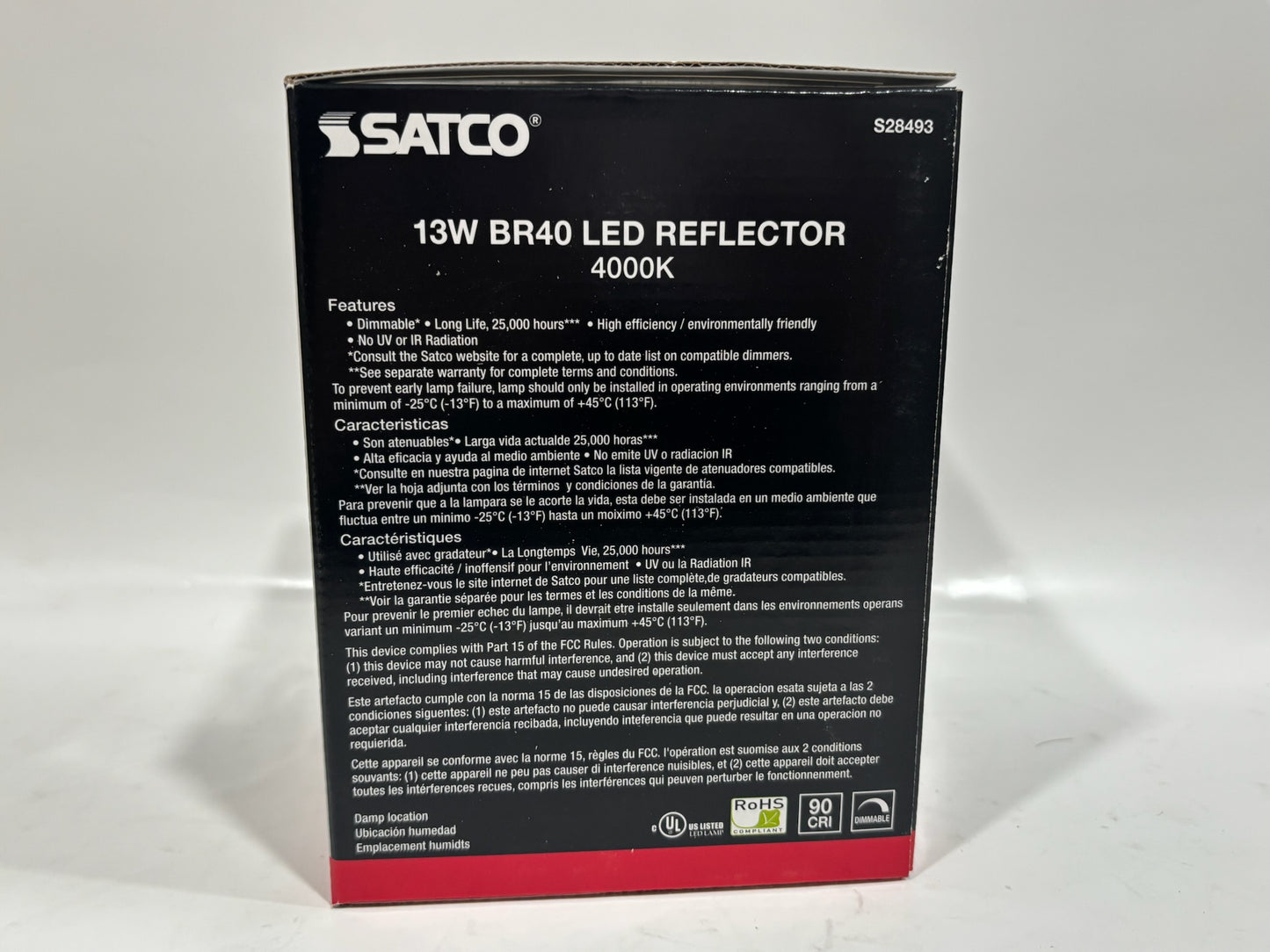 New 6PK SatCo S28493 Dimmable 13W LED Reflector 85W Medium Base