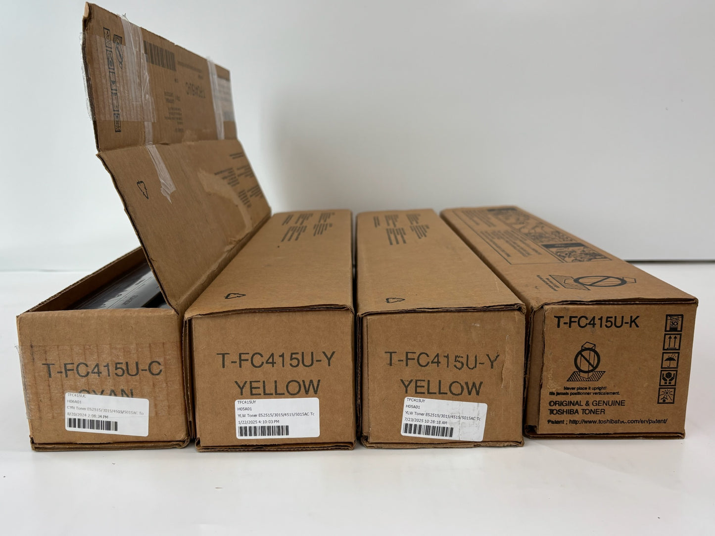 4 Genuine Toshiba 2515AC, 3015AC, 3515AC,4515AC CYYK T-FC415U Toners (Open Cyan)