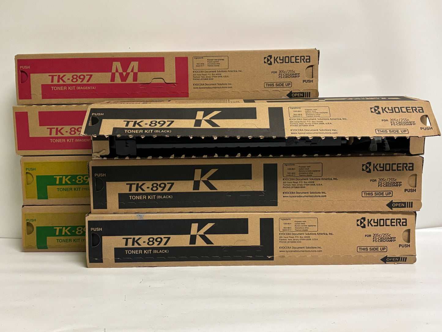 7 Genuine Kyocera TASKalfa 205cv FS-C8520MFP MMYYKKK Toners TK-897, TK897