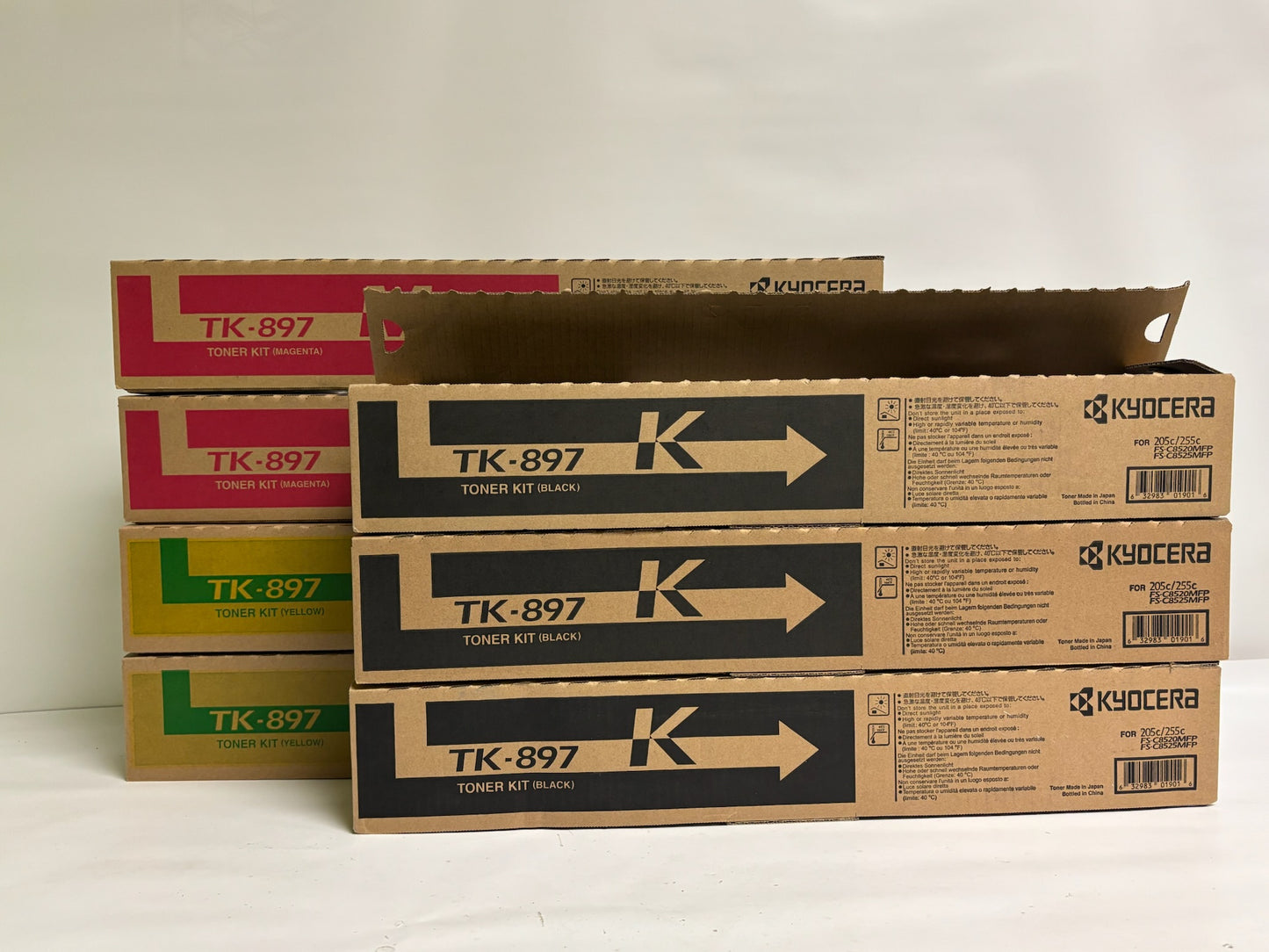 7 Genuine Kyocera TASKalfa 205cv FS-C8520MFP MMYYKKK Toners TK-897, TK897