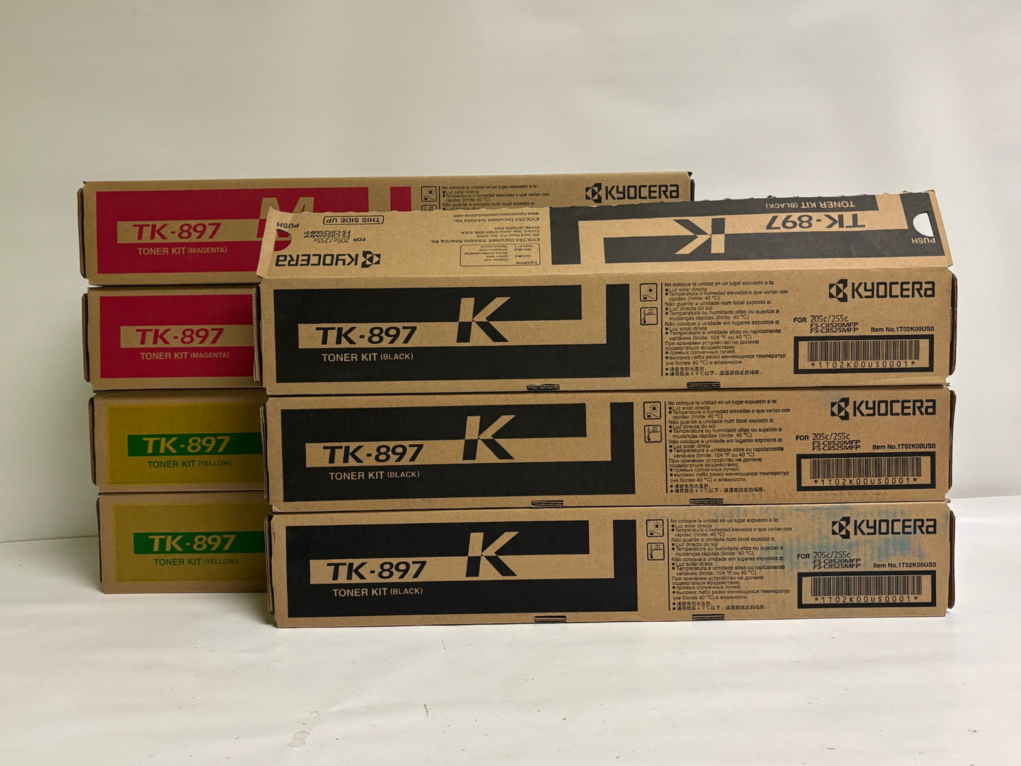 7 Genuine Kyocera TASKalfa 205cv FS-C8520MFP MMYYKKK Toners TK-897, TK897
