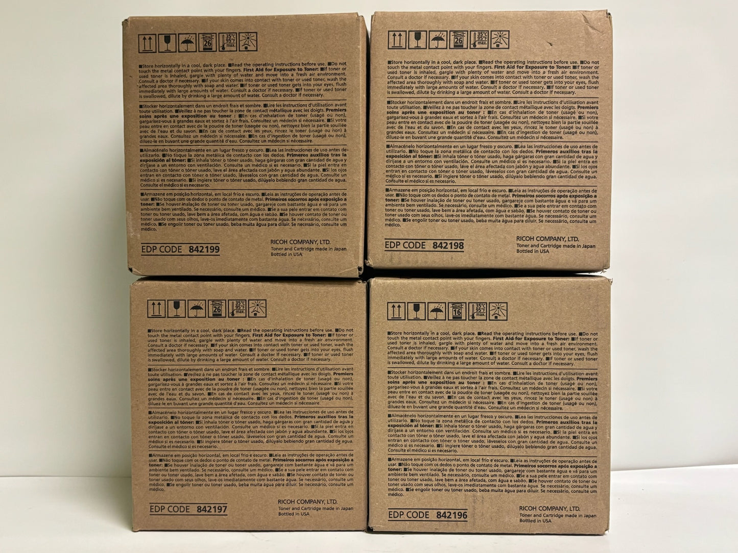 4 Genuine Ricoh MP C8003,C6503,C8000 CMYK Toners 842196,842197,842198,842199