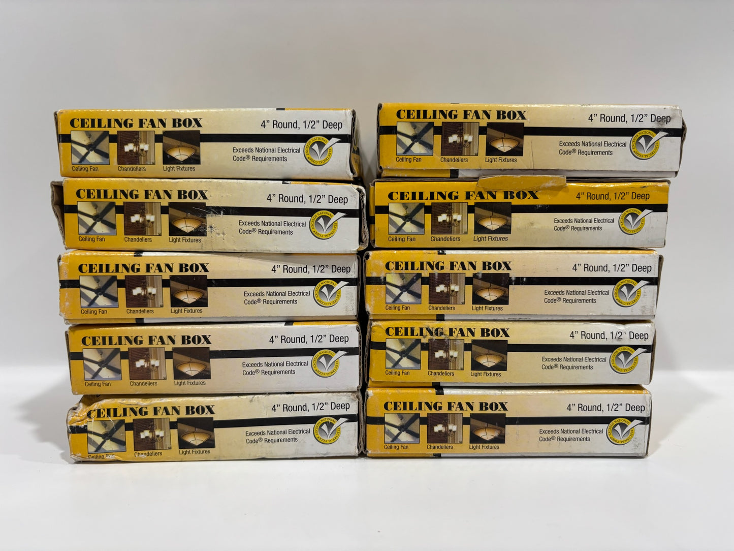 10 PK Hubbell Raco 295 Ceiling Fan Box 4" Round - 1/2" Deep