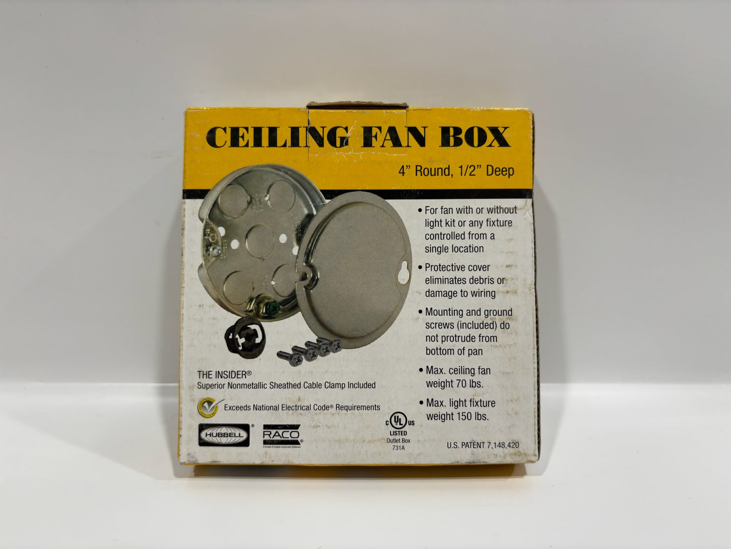 10 PK Hubbell Raco 295 Ceiling Fan Box 4" Round - 1/2" Deep