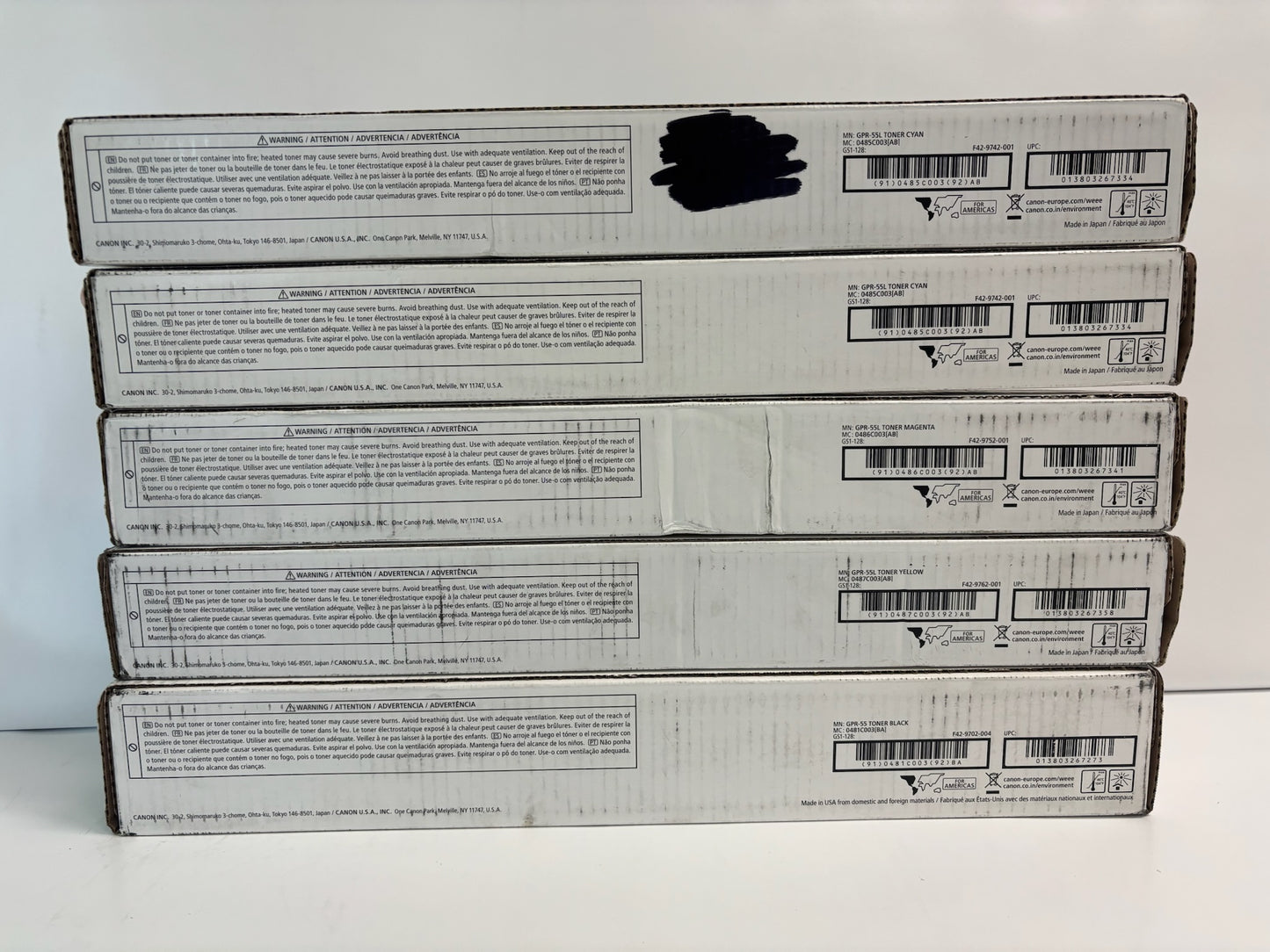 5 Genuine Canon iRA C5535i, C5535i CCMYK Toner GPR-55L CCMY & GPR55K