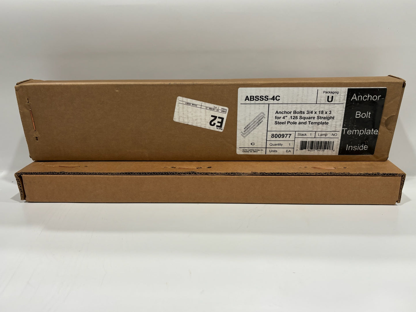 8 PC Acuity ABSSS-4C Anchor Bolt For 4" Square Straight Steel Pole and Template