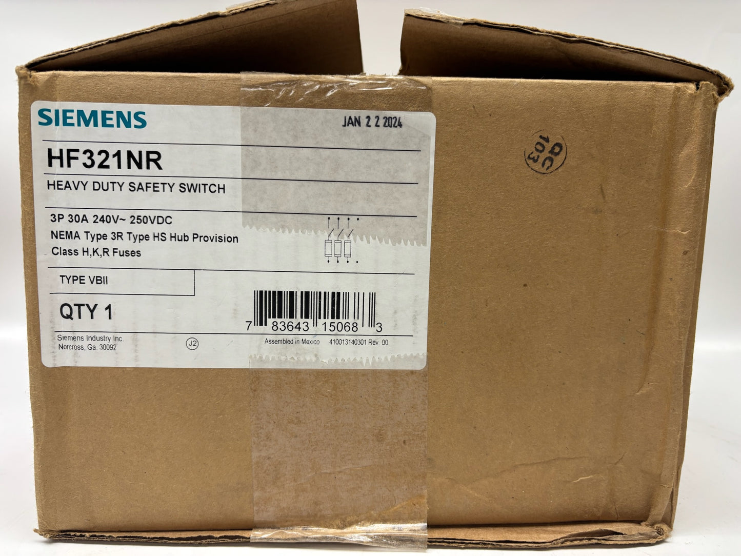 Siemens Type 3 HF321NR Heavy Duty Safety Switch 30 Amp 240-Volt
