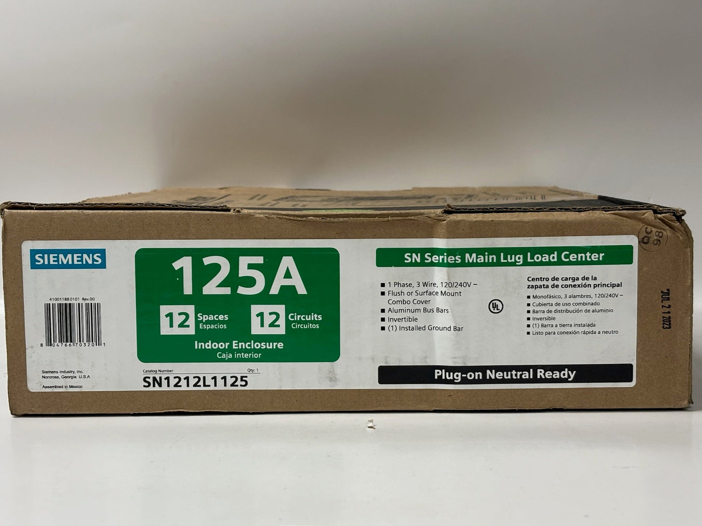 Siemens SN1212L1125 Main Lug Load Center 12-Spaces 12-Circuits 120/240V